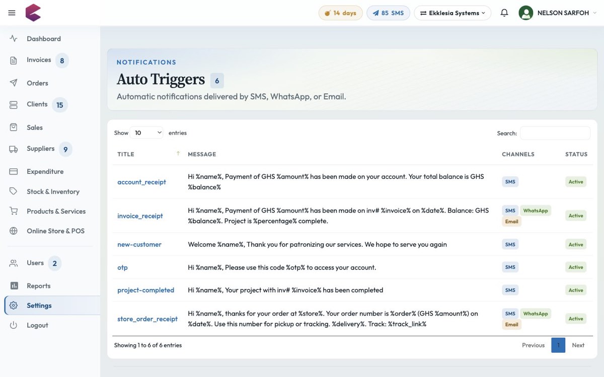 BlueQ automatic message triggers